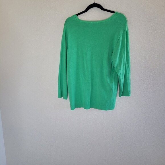 525 america Green V-Neck Long Sleeve Lightweight Sweater Plus Size XXL 2XL - Picture 6 of 12